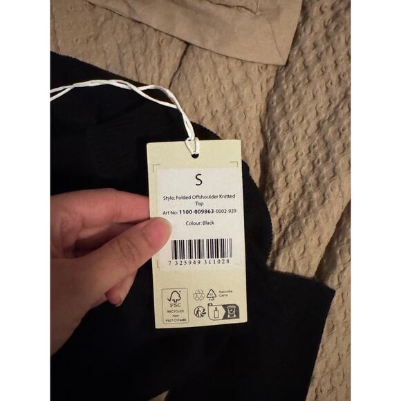 NA-KD Off-Shoulder Knitted Sweater Top Black NWT Size S - Picture 5 of 9